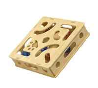 Wooden Puzzle Maze with Bells for Interactive Play and Claws Care Durability Scratcher Intelligence Game Protectors Scratcher Nails Trimmers Bells Puzzle Interactively Toy Wooden Mazes Cats Toy