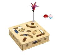 Wooden Puzzle Maze with Bells for Interactive Play and Claws Care Durability Scratcher Intelligence Game Protectors Scratcher Nails Trimmers Bells Puzzle Interactively Toy Wooden Mazes Cats Toy