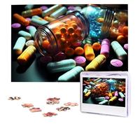 Wooden Puzzle Medicine Pills Jigsaw Puzzle 1000 Pieces Personalized Picture Puzzle Family Decoration Puzzle for Adult Family Wedding Graduation Gift