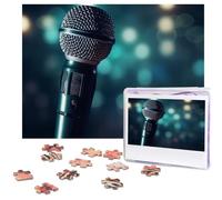 Wooden Puzzle Microphone on Stage Jigsaw Puzzle 500 Pieces Personalized Picture Puzzle Family Decoration Puzzle for Adult Family Wedding Graduation Gift