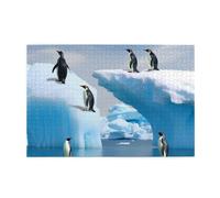 Wooden Puzzle Penguins On The Iceberg Print Jigsaw Puzzle 1000 Pieces Personalized Picture Puzzle Family Decoration Puzzle for Adult Family Wedding Graduation Gift