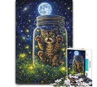 Wooden Puzzle, Picture Jigsaw, Kitten Trapped in A Magic Jar, 1000 Pieces | A flexible puzzle activity - solo or shared leisure on quiet evenings.