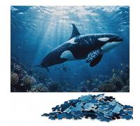 Wooden Puzzle, Picture Jigsaw, Majestic Orca Whale Killer, 1000 Pieces | Section-by-section building - a simple way to organise the image over several sessions.
