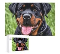 Wooden Puzzle Rottweiler Wallpaper Jigsaw Puzzle 1000 PCS Personalized Picture Puzzle Family Decoration Puzzle for Adult Family Wedding Graduation Gift