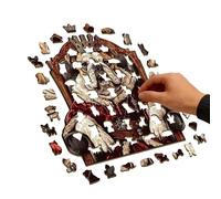 Wooden Puzzle Set, Dog Relief Collectible Toys, Irregular Shape Jigsaw Puzzle with Precision Cut Design, Natural Wood Material Build, Artistic Animal Theme Style, Family Home Entertainment Use