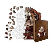 Wooden Puzzle Set, Dog Relief Collectible Toys, Irregular Shape Jigsaw Puzzle with Precision Cut Design, Natural Wood Material Build, Artistic Animal Theme Style, Family Home Entertainment Use