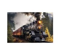 Wooden Puzzle Steam Train Print Jigsaw Puzzle 1000 Pieces Personalized Picture Puzzle Family Decoration Puzzle for Adult Family Wedding Graduation Gift