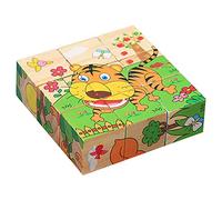 Wooden Puzzle Toy for Kids Early Learning Educational Game with 9 Big Chunky Pieces Toddler Brain Development Activity (Brown, One Size)