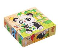 Wooden Puzzle Toy for Kids Early Learning Educational Game with 9 Big Chunky Pieces Toddler Brain Development Activity (Black, One Size)