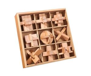 Wooden Puzzle - Unlock Interlocking Jigsaw for Kids, Brain Teaser Logic Game with Smooth Edges & 3D Geometry for Solving Riddles, Training Minds, Road Trip Play and Classroom Tasks