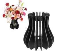Wooden Puzzle Vase for Lego Flowers Bouquet, 20 x 12 cm Creative Black Flowers Vases, DIY Transparent Display Stand Puzzle Vases for Botanical Roses Sunflower Lotus Cherry Blossom Unique Gift
