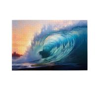 Wooden puzzle with 1000 pieces WZYWHJ Blue Ocean Wave Prints challenging for home leisure and entertainment suitable for adults and children
