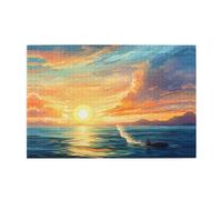 Wooden puzzle with 1000 pieces WZYWHJ Bright Sunset Printing challenging for home leisure and entertainment suitable for adults and children