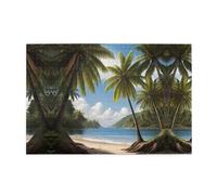 Wooden puzzle with 1000 pieces WZYWHJ Coconut trees by the sea Pattern challenging for home leisure and entertainment suitable for adults and children