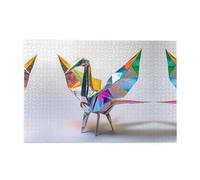 Wooden puzzle with 1000 pieces WZYWHJ Colorful crane origami Pattern challenging for home leisure and entertainment suitable for adults and children