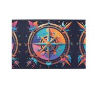 Wooden puzzle with 1000 pieces WZYWHJ Compass Rose Prints challenging for home leisure and entertainment suitable for adults and children