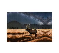 Wooden puzzle with 1000 pieces WZYWHJ Elk in the meadow Pattern challenging for home leisure and entertainment suitable for adults and children