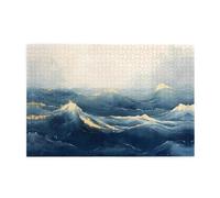 Wooden puzzle with 1000 pieces WZYWHJ Fluid watercolor ocean Pattern challenging for home leisure and entertainment suitable for adults and children