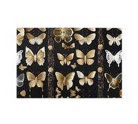 Wooden puzzle with 1000 pieces WZYWHJ Gold White Butterflies Black Pattern challenging for home leisure and entertainment suitable for adults and children