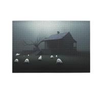 Wooden puzzle with 1000 pieces WZYWHJ Haunted Mansion Pattern challenging for home leisure and entertainment suitable for adults and children