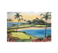 Wooden puzzle with 1000 pieces WZYWHJ Hawaii Beach Golf Course Pattern challenging for home leisure and entertainment suitable for adults and children