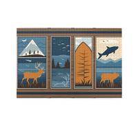 Wooden puzzle with 1000 pieces WZYWHJ Lodge Bear Deer Fish Pattern challenging for home leisure and entertainment suitable for adults and children