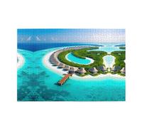Wooden puzzle with 1000 pieces WZYWHJ Maldives Scenery Printing challenging for home leisure and entertainment suitable for adults and children