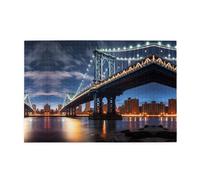Wooden puzzle with 1000 pieces WZYWHJ New York Manhattan Bridge Night Prints challenging for home leisure and entertainment suitable for adults and children