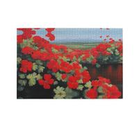 Wooden puzzle with 1000 pieces WZYWHJ Red Geranium Potted Plant Pattern challenging for home leisure and entertainment suitable for adults and children