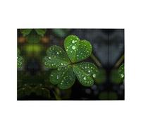 Wooden puzzle with 1000 pieces WZYWHJ Three-leaf clover scattered with water droplets Printing challenging for home leisure and entertainment suitable for adults and children