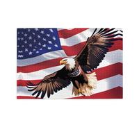 Wooden puzzle with 1000 pieces WZYWHJ USA Patriotic Eagle with American Flag Prints challenging for home leisure and entertainment suitable for adults and children