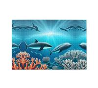 Wooden puzzle with 1000 pieces WZYWHJ Whales under the sea Pattern challenging for home leisure and entertainment suitable for adults and children