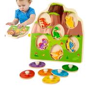 Wooden Puzzle with Dinosaur Eggs - Wooden Dinosaur Toys with Color Matching, Multi-Layer Dinosaur Sensory Matching Games, Sorting and Stacking Dinosaurs for L