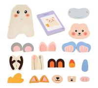 Wooden Puzzles - Animal Face Wooden Puzzle Block Board - Learning Sensory Activities for Playroom Preschool Indoor Classroom Kindergarten Travel Holiday Students