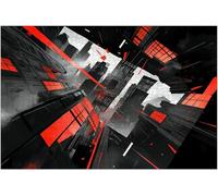 Wooden Puzzles Dystopian Urban Nightscape Black White City Red Accents Jigsaw Puzzles for Adults Impossible Puzzle Challenging Puzzle Educational Toys Decompression Game_500pcs