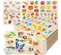 Wooden Puzzles for 1 2 3 Year Old - Realistic Toddler Puzzles