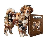 Wooden Puzzles for Adult Kids, 205 Pieces Dog Shaped Jigsaw Puzzles, Interactive 2D Flat Wooden Animal Sculpture Educational Toy for Home Decor