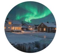 Wooden Puzzles for Adults, 195Pcs Aurora Nordic Town Wooden Jigsaw Puzzles, Unique Shaped Puzzle Games Challenge Holiday Puzzle Home Decor