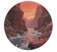 Wooden Puzzles for Adults, 195Pcs Canyon River at Dusk Wooden Jigsaw Puzzles, Unique Shaped Puzzle Games Challenge Holiday Puzzle Home Decor