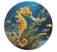 Wooden Puzzles for Adults, 195Pcs Seahorse Feeding Wooden Jigsaw Puzzles, Unique Shaped Puzzle Games Challenge Holiday Puzzle Home Decor