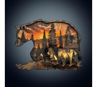 Wooden Puzzles for Adults, 210Pcs Woodcarving Bear Wood Puzzle Adult, Unique Animal Shape Jigsaw Puzzles with Wood Box, Christmas Birthday Gifts for Family Friend (34 * 26.1cm)