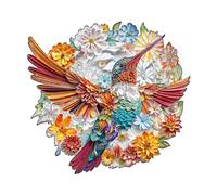 Wooden Puzzles for Adults, 215pcs Wood Confetti Hummingbird Puzzle, Unique Animal Shape Puzzles with Wood Box, 34 * 31.8cm Wooden Puzzle for Family Game and Birthday Gifts for Friend