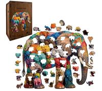 Wooden Puzzles For Adults - 218 Pieces Animal Shaped Elephant Jigsaw Game, Precision Cut Wooden Puzzle, Challenging Brain Teaser Activity, Detailed Artwork Design | Family Kids Free Time Home Christma