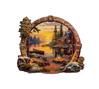 Wooden Puzzles for Adults, 250pcs Lakeside Sunset Wood Puzzle, Unique Animal Shape Puzzles with Wood Box, 34 * 29.5cm Wooden Puzzle for Family Game and Birthday Gifts for Friend