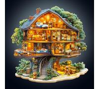 Wooden Puzzles for Adults, 255pcs Bear House Wood Puzzle, Unique Animal Shape Puzzles with Wood Box, 34 * 33.9cm Wooden Puzzle for Family Game and Birthday Gifts for Friend