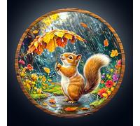 Wooden Puzzles for Adults, 270pcs Squirrel Dreams Wood Puzzle, Unique Animal Shape Puzzles with Wood Box, 34 * 33.9cm Wooden Puzzle for Family Game and Birthday Gifts for Friend