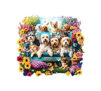 Wooden Puzzles for Adults, 275pcs Garden Puppy Wood Puzzle, Unique Animal Shape Puzzles with Wood Box, 34 * 30.9cm Wooden Puzzle for Family Game and Birthday Gifts for Friend