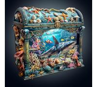 Wooden Puzzles for Adults, 280pcs Treasure Chest Ocean Wood Puzzle, Unique Animal Shape Puzzles with Wood Box, 34 * 33.6cm Wooden Puzzle for Family Game and Birthday Gifts for Friend