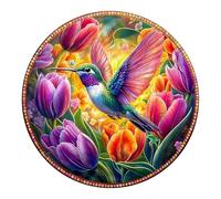 Wooden Puzzles for Adults,300pcs Wooden Jigsaw Puzzles for Adults,Tulips and hummingbirds wooden puzzles,Wooden Puzzle for Family Game and Birthday Gift Idea for Friends,34 * 34cm