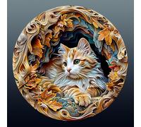 Wooden Puzzles for Adults, 3D Visual Effects Inside The Cave with a Persian Cat Wooden Jigsaw Puzzles for Adults, Unique Shape, Wood Puzzles Adult, Wall Art Home Decor (M-11.4 * 11.4in -200 pcs)